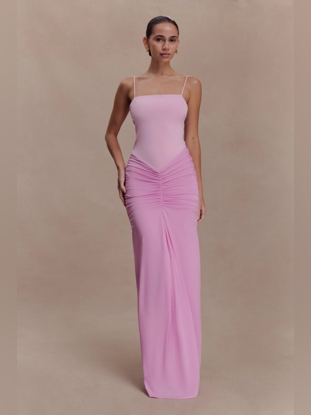MESHKI | Roisin Slinky Maxi Dress - Powder Pink